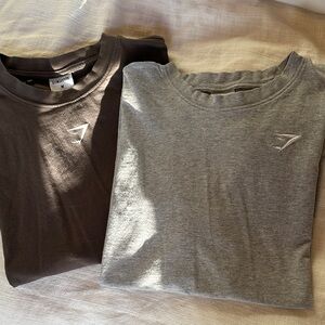 Gymshark Olive Green/Brown and Heather Gray Tees size Medium